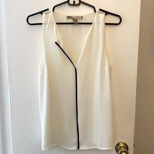 Forever 21 Off White Black Trim Sleeveless Blouse